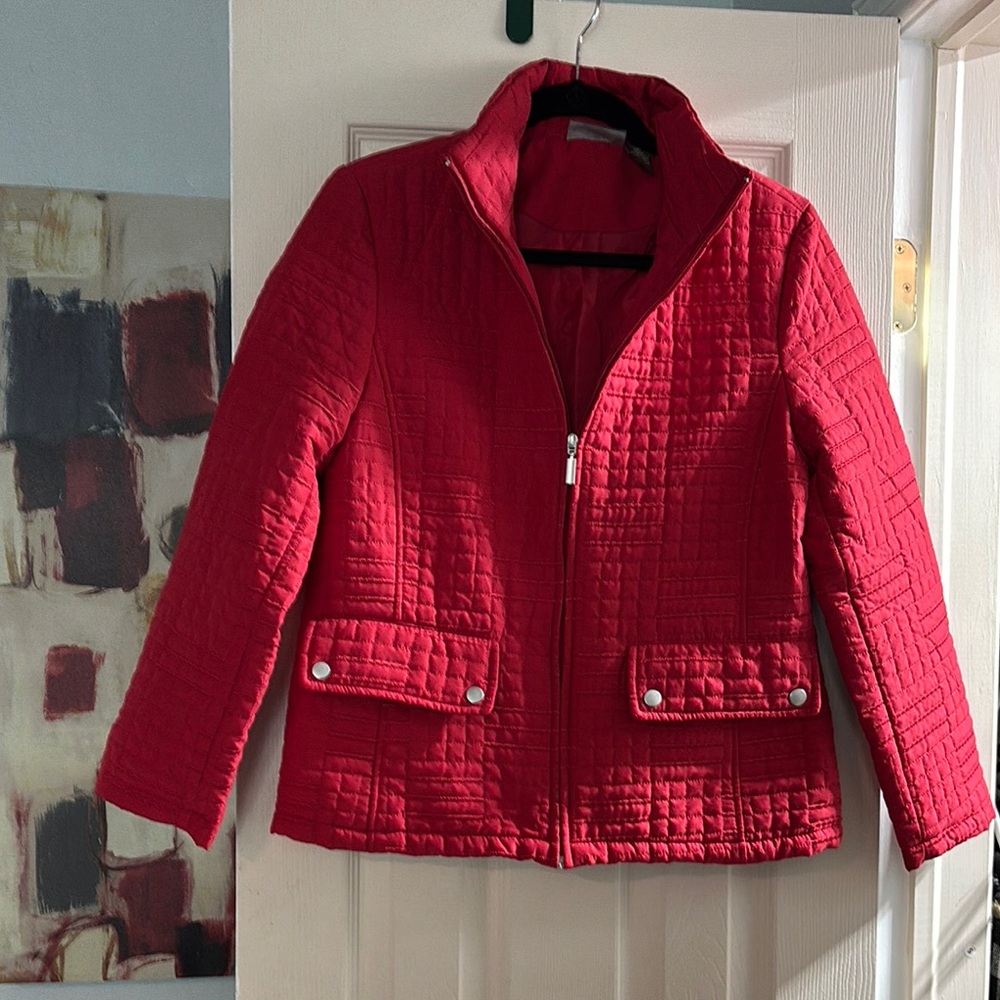 Jane Ashley Red Puffer Jacket with Quilted Design